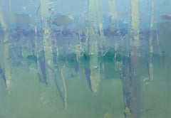Primavera de cobalto, Paisaje Impresionismo Pintura al óleo original, Lista para colgar