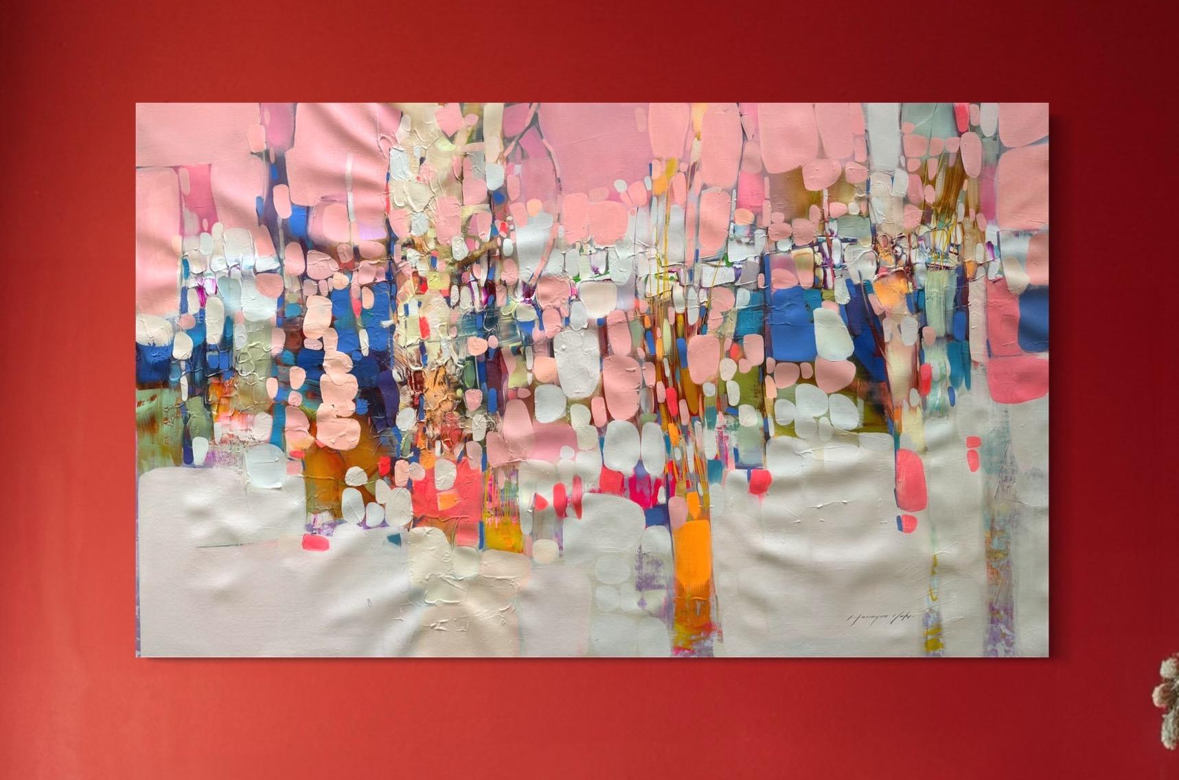 Candy Forest aus Baumwolle, Abstraktes Original-Ölgemälde, hängefertig (Impressionismus), Painting, von Vahe Yeremyan