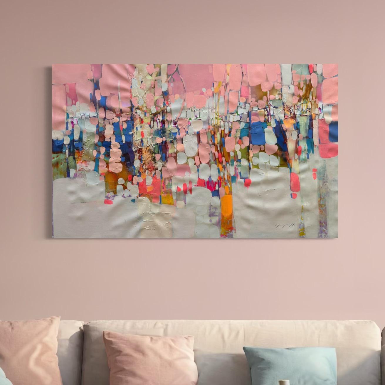 Candy Forest aus Baumwolle, Abstraktes Original-Ölgemälde, hängefertig im Angebot 2