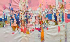 Cotton Candy Forest, Abstract Original oil Painting, Ready to Hang
