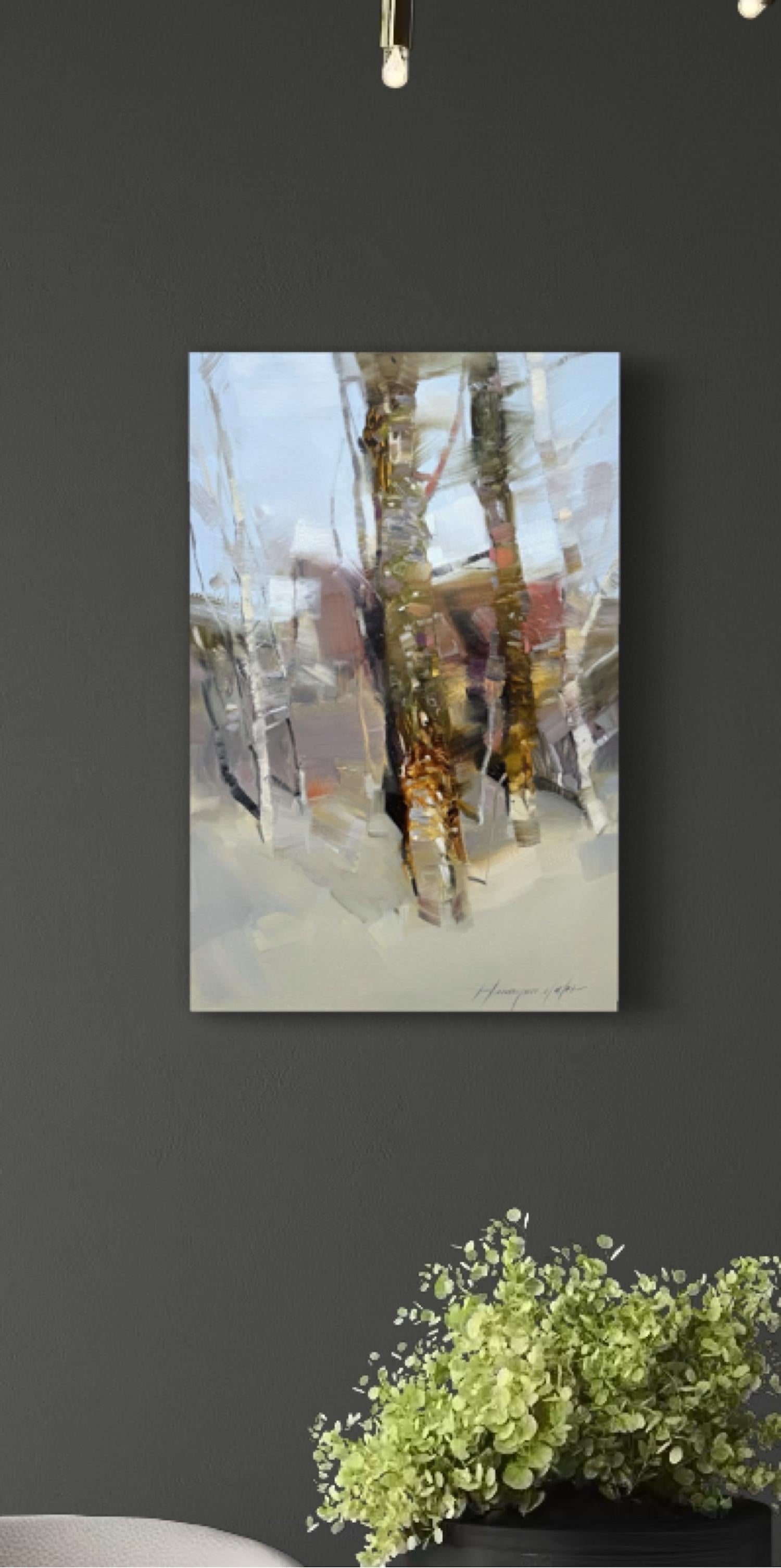 Paar Landschaftslandschaft, Impressionismus, Original-Ölgemälde in Öl, hängefertig im Angebot 1