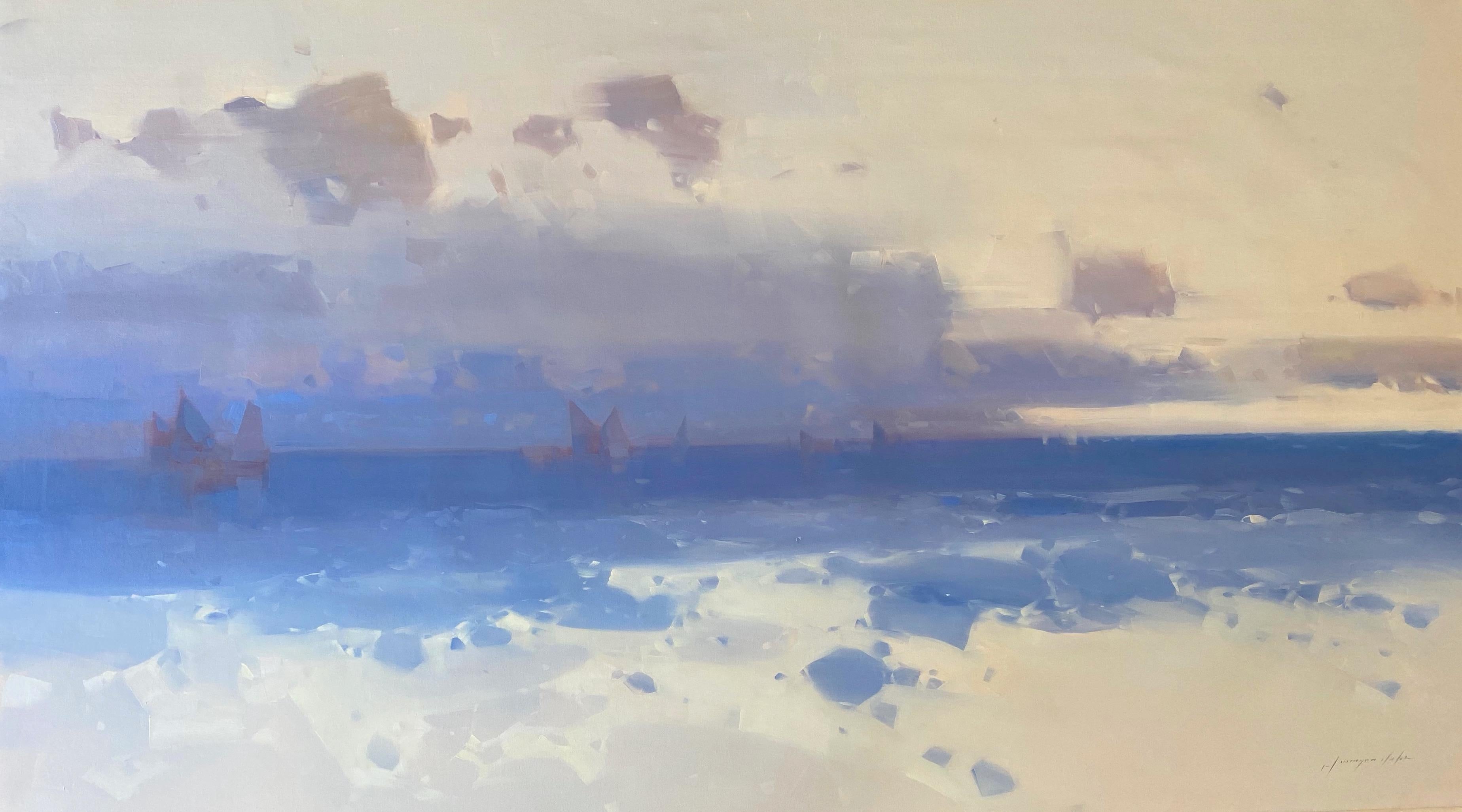 Cream Ocean, Original oil Painting, Ready to Hang