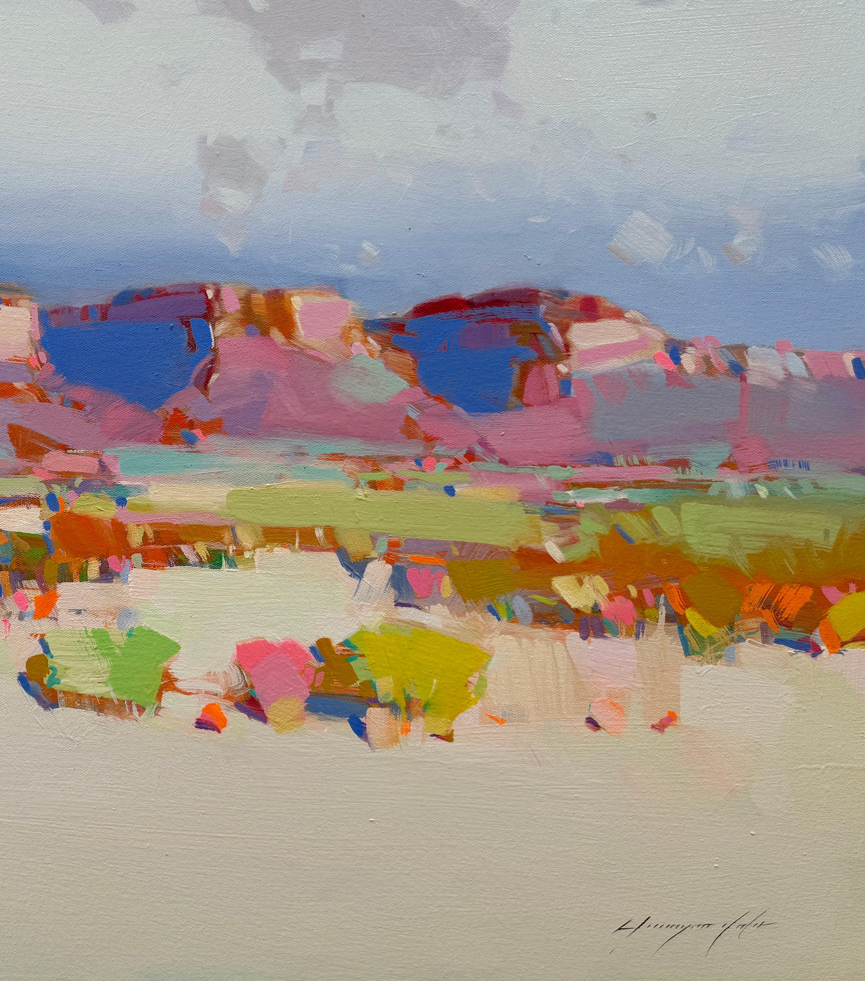 Desert, Landscape, Impressionism, Original oil Painting, Ready to Hang For Sale 1