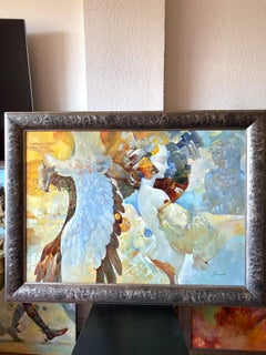 Double Flight, Figurative, Surrealism, Original oil Painting, Ready to Hang
