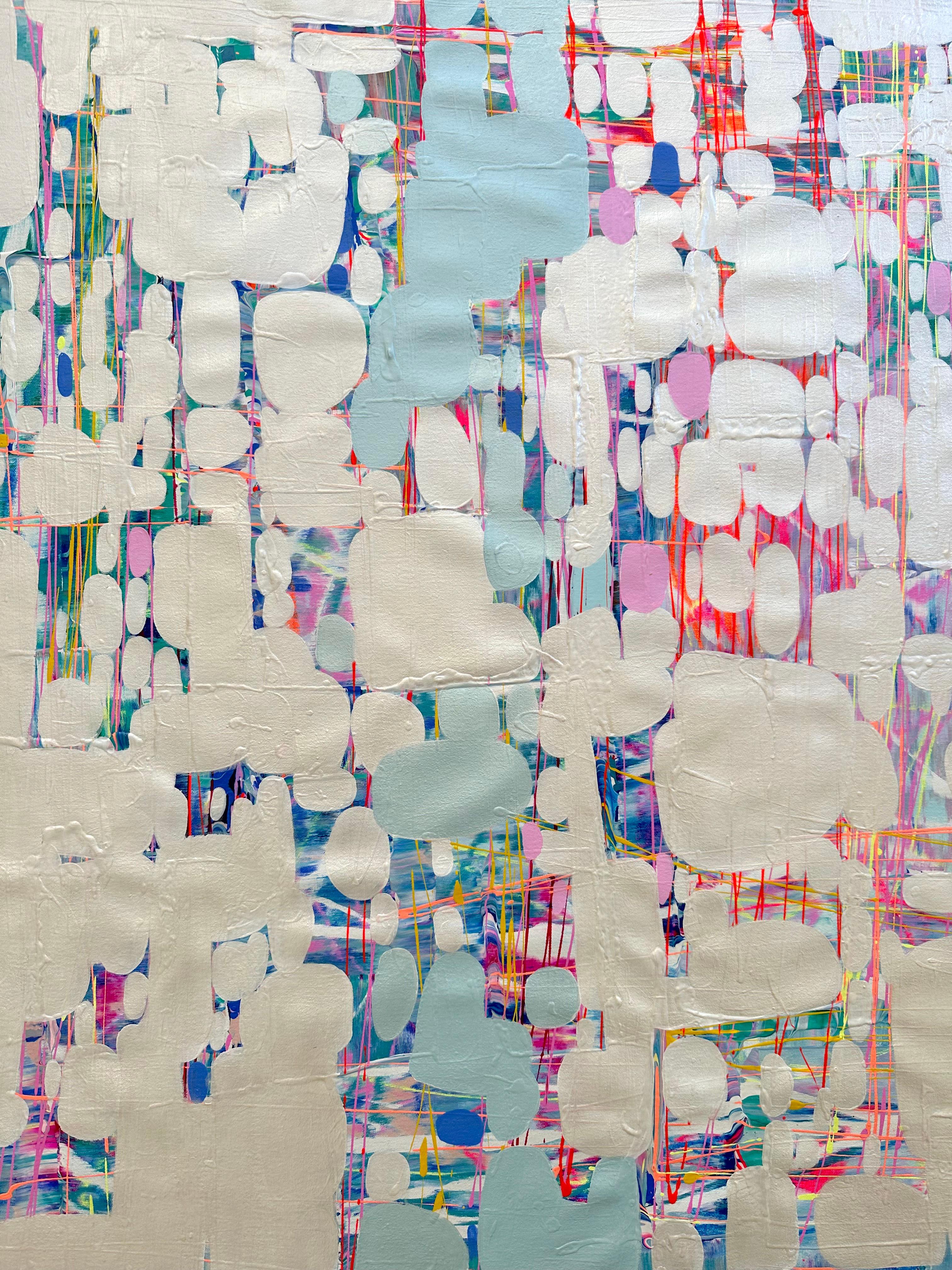 Luci alla deriva 2, arte astratta, quadro originale di grandi dimensioni, pronto da appendere - Abstract Painting Grigio di Vahe Yeremyan