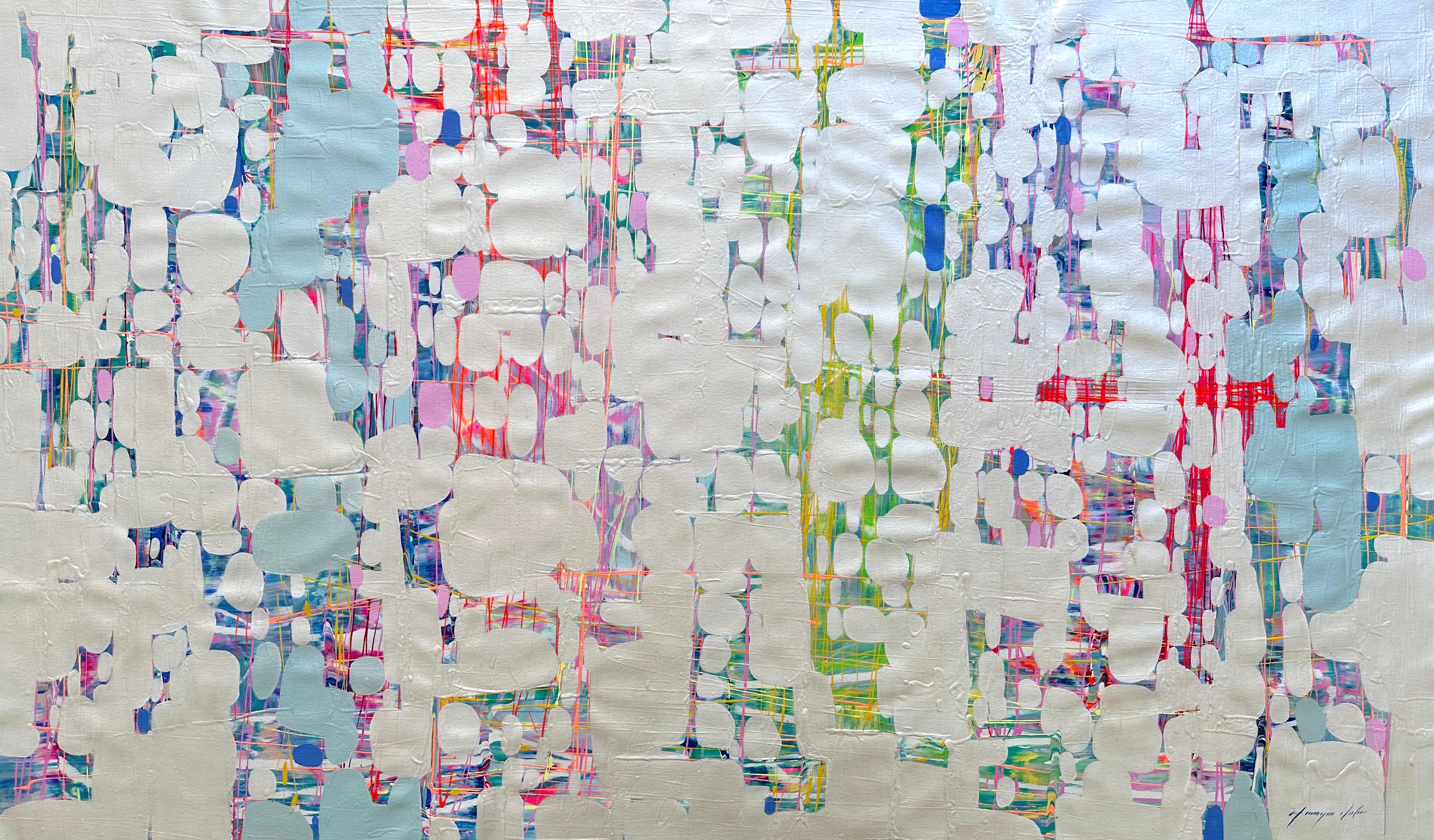 Abstract Painting di Vahe Yeremyan - Luci alla deriva 2, arte astratta, quadro originale di grandi dimensioni, pronto da appendere