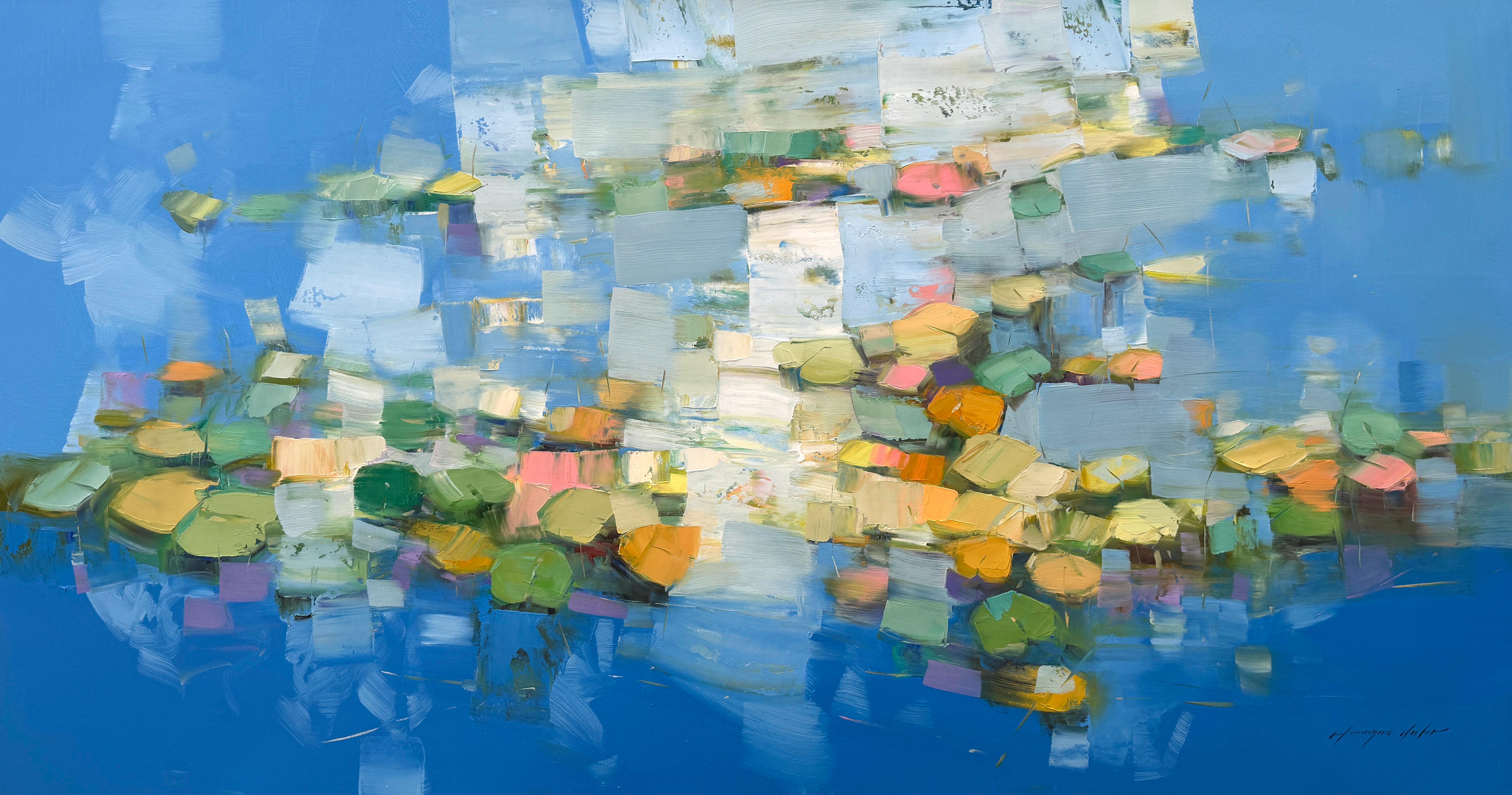 Vahe Yeremyan Abstract Painting – Echo von Monet, Floraler Impressionismus Original-Ölgemälde, hängefertig