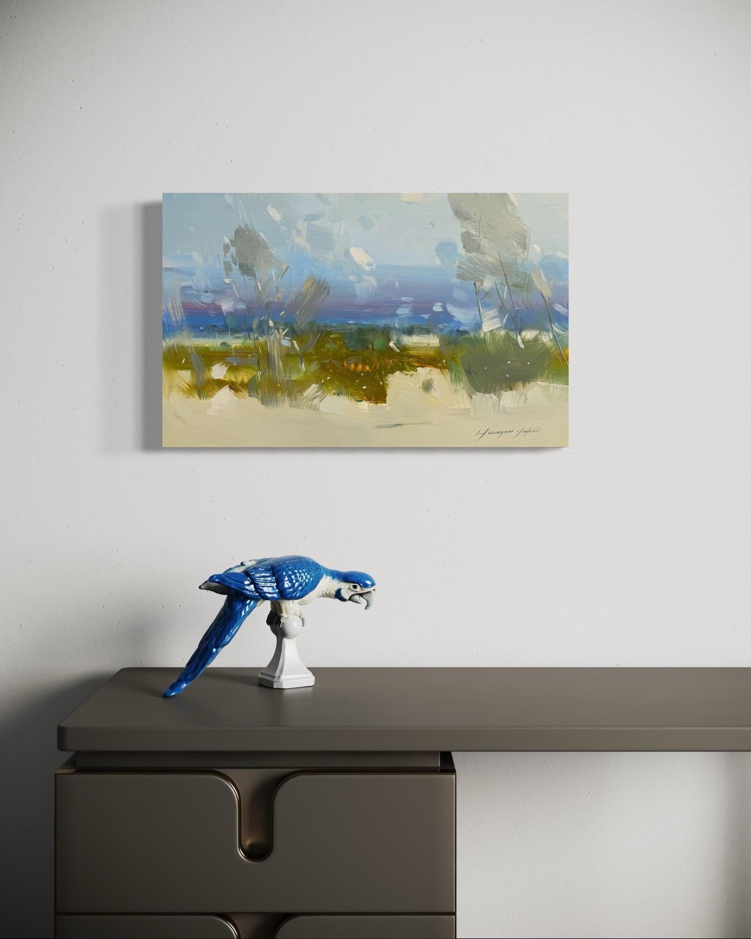 Echoes of Rain Landscape Impressionisme Peinture à l'huile originale, prête à accrocher en vente 1