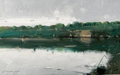 Emerald Summer Landscape Impressionism Original oil Painting, Ready to Hang