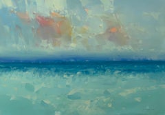 Evening Bay Coastal Original oil Painting, Ready to Hang