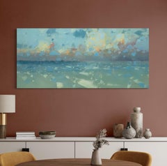 Evening Breeze Coastal Original oil Painting, Ready to Hang