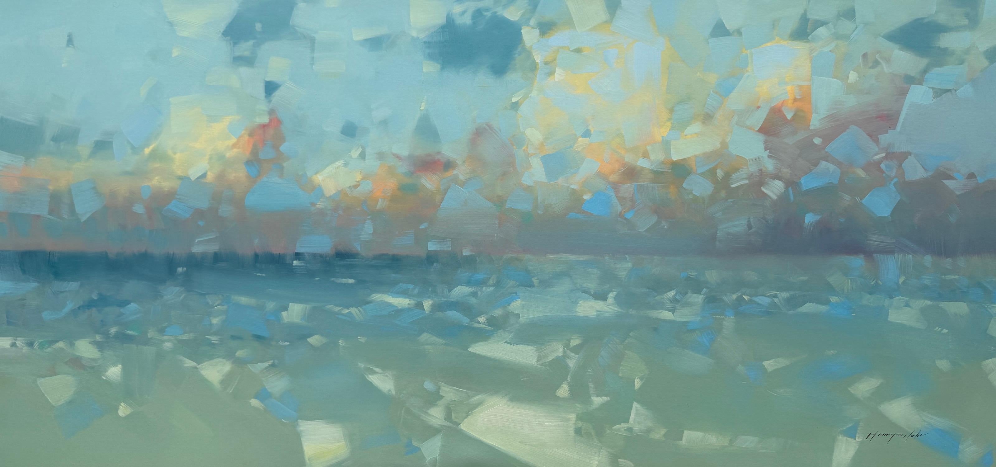 „Evening Breeze Coastal“ – Original-Ölgemälde, fertig zum Aufhängen