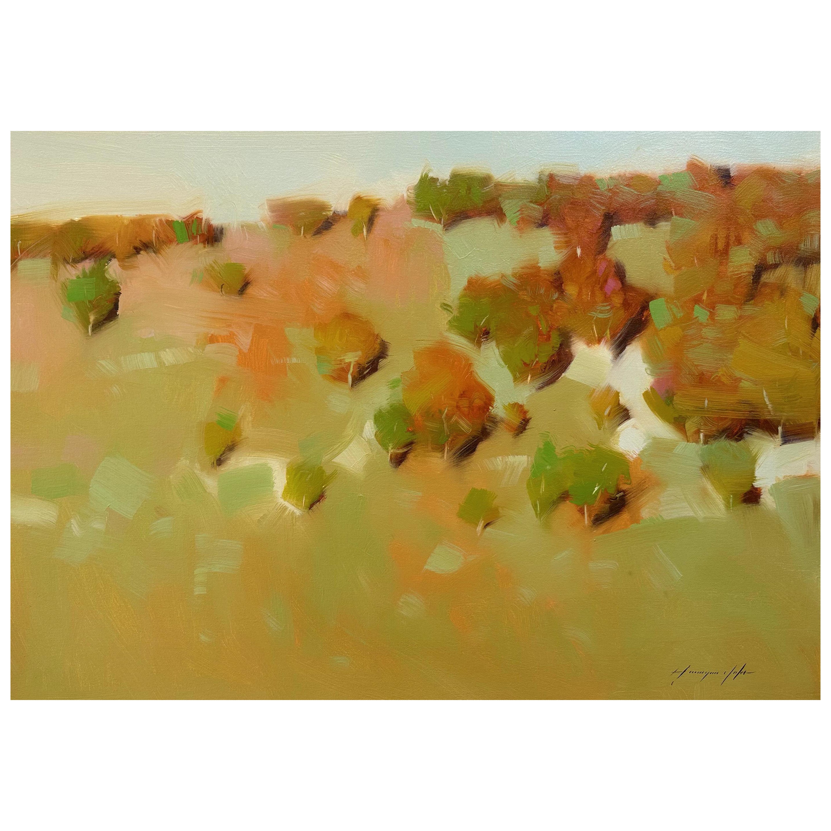 Vahe Yeremyan Abstract Painting – Herbst, Landschaftskunstwerk, Original-Ölgemälde in Öl, hängefertig