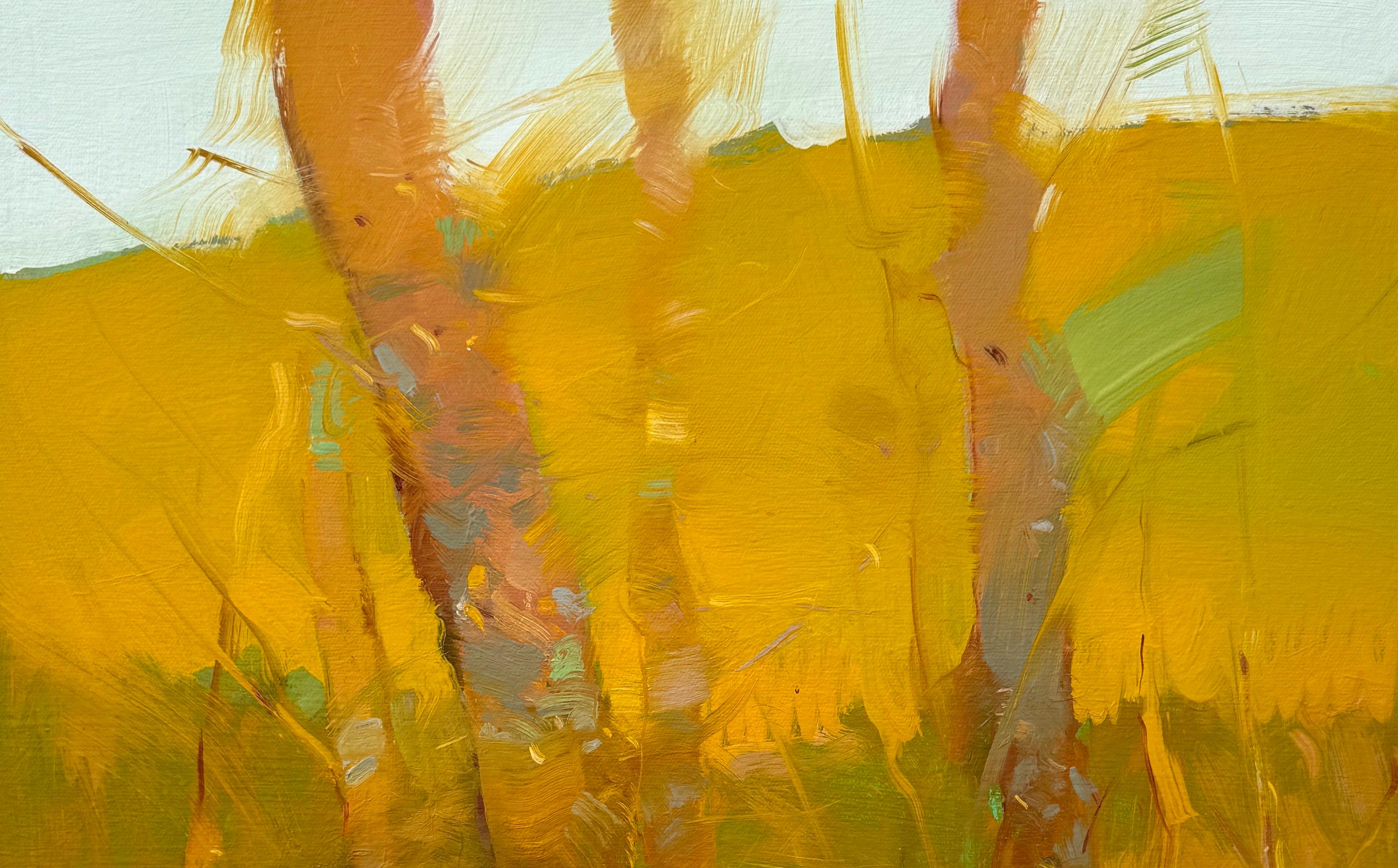 Alberi autunnali, Paesaggio Impressionismo Pittura ad olio originale, pronta da appendere - Landscape Painting Arancia di Vahe Yeremyan