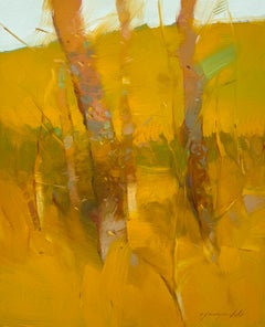 Alberi autunnali, Paesaggio Impressionismo Pittura ad olio originale, pronta da appendere