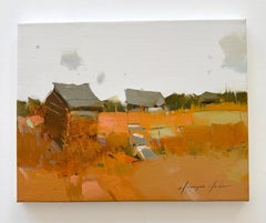 Paesaggio agricolo Pittura ad olio originale, pronta da appendere