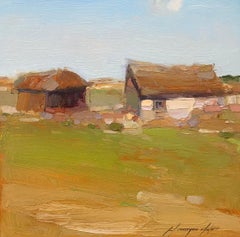 Farm, Original Oil Painting, Handmade Artwork
