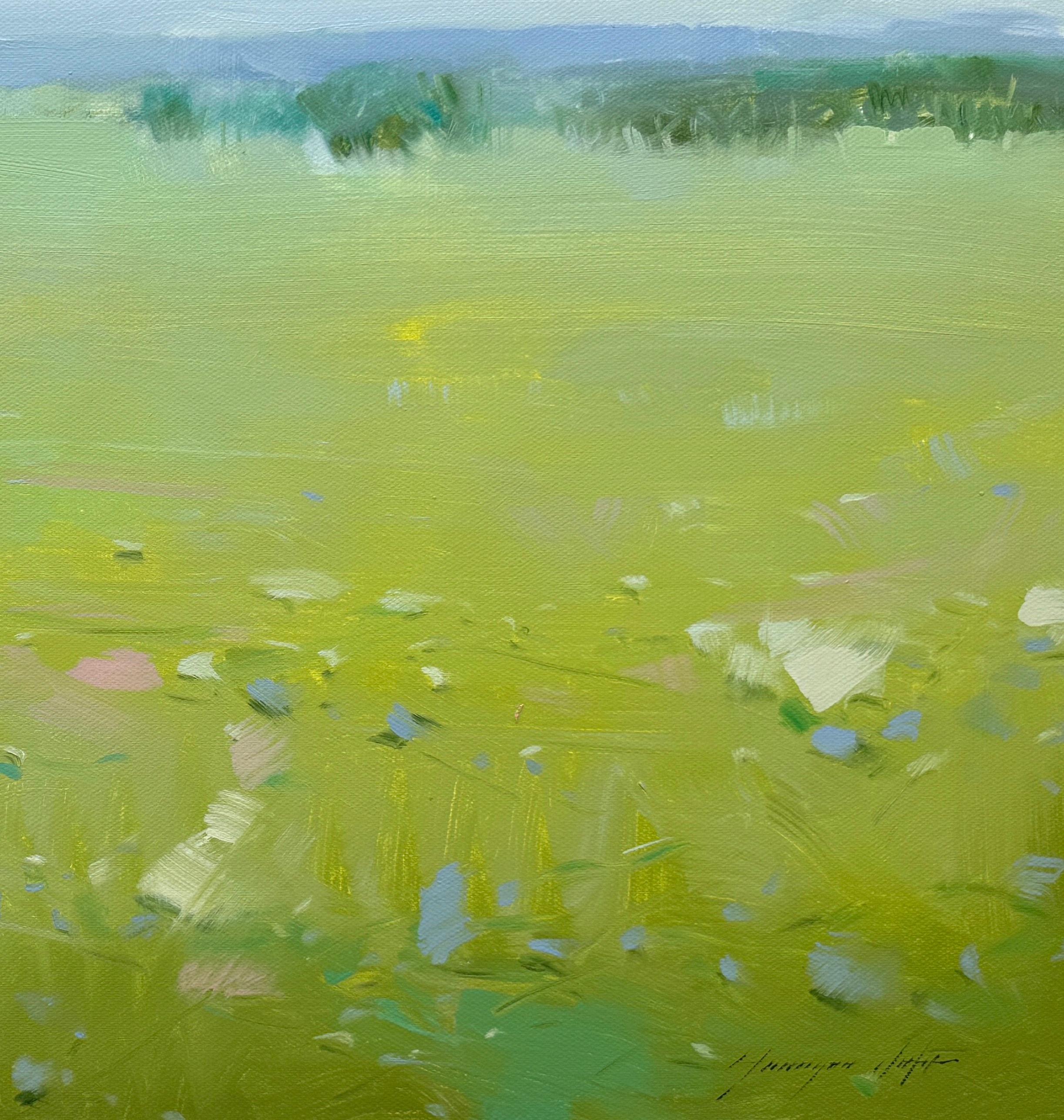 Campo, Paisaje, Pintura al óleo original, Lista para colgar, Impresionismo - Painting de Vahe Yeremyan