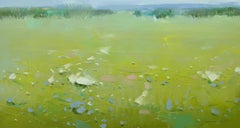 Campo, Paisaje, Pintura al óleo original, Lista para colgar, Impresionismo