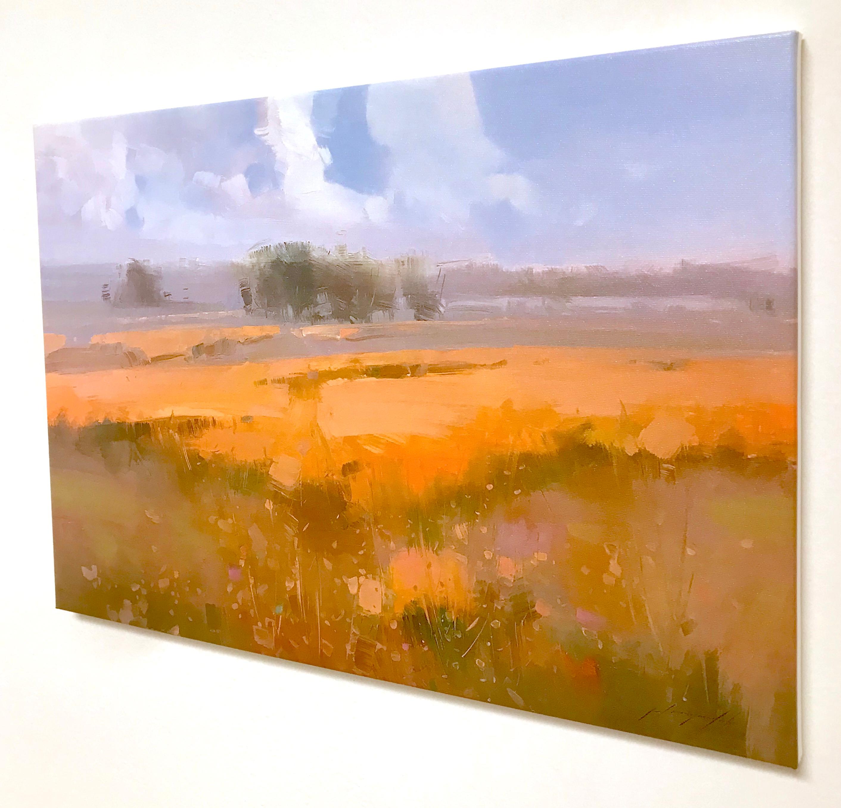 Flowers Valley Print on Canvas - Brown Landscape Painting by Vahe Yeremyan