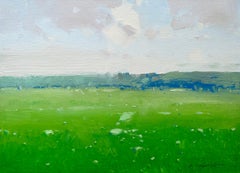 Field, paysage, impressionnisme, peinture à l'huile originale, prête à être accrochée