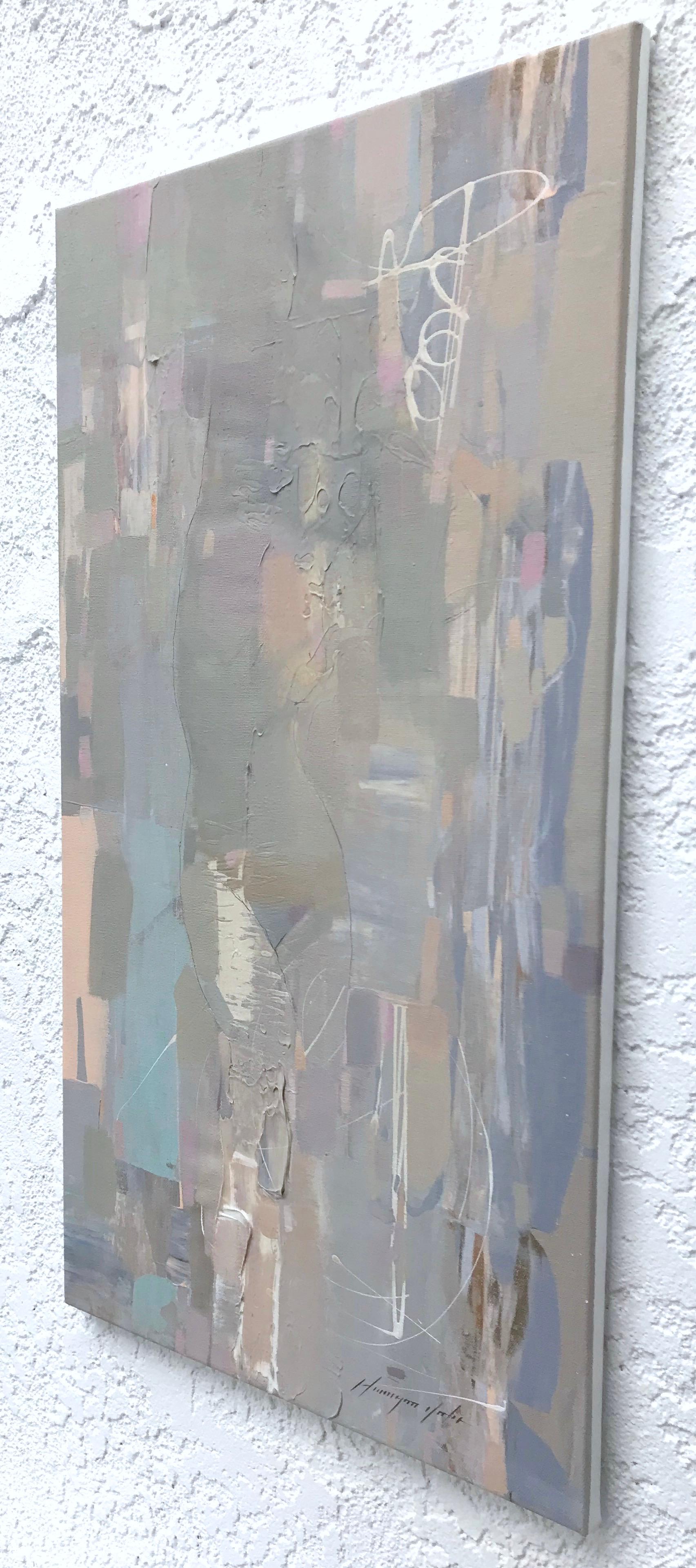Figure in Gray, Abstract Original Oil Painting  2