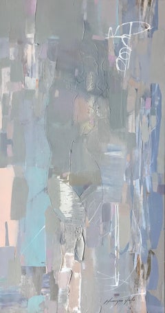 Figure in Gray, Abstract Original Oil Painting 