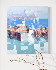 Fishing Boat Nautical Impressionism Original oil Painting, Ready to Hang