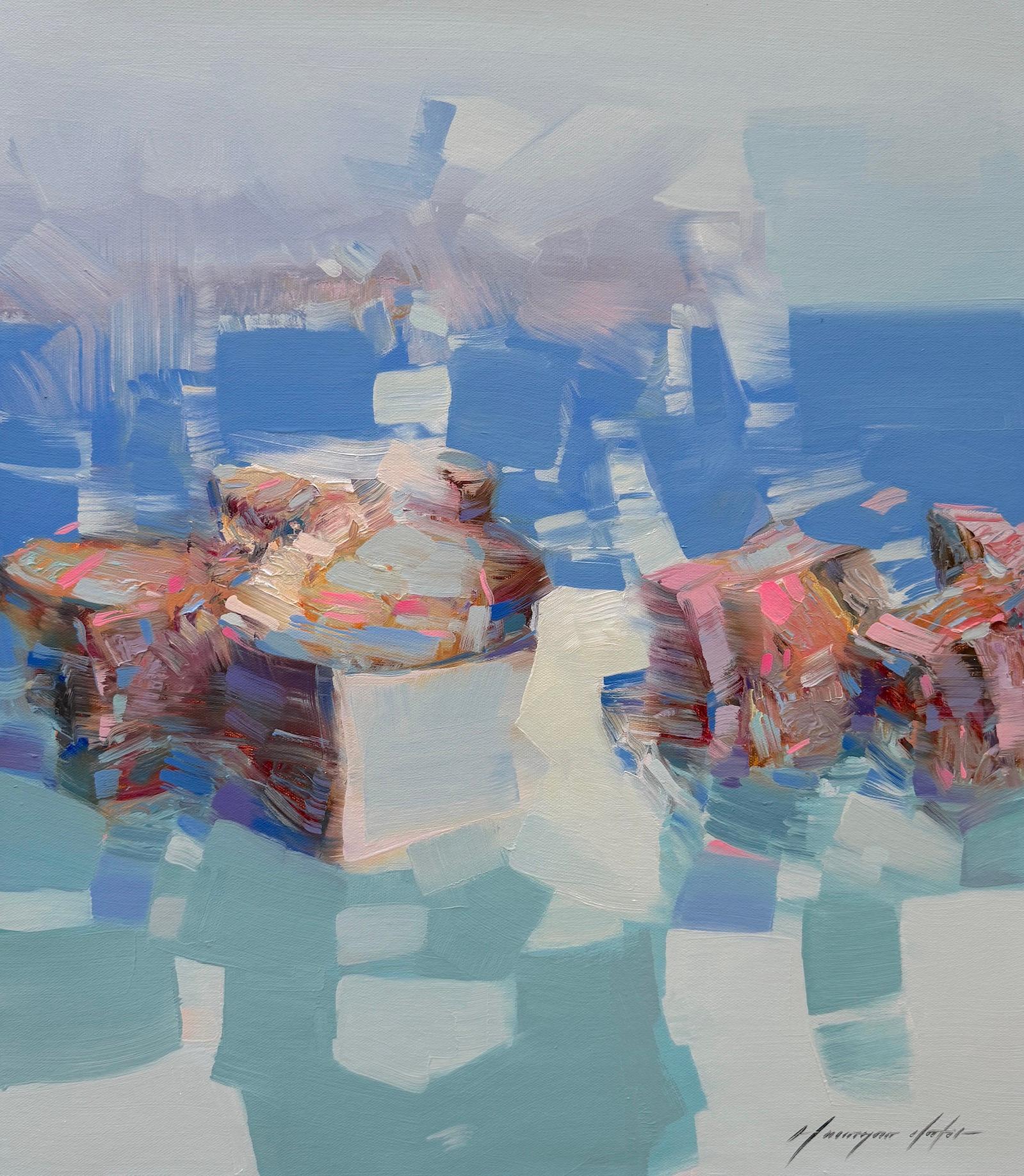 Fischerboot Nautischer Impressionismus Original Ölgemälde, hängefertig