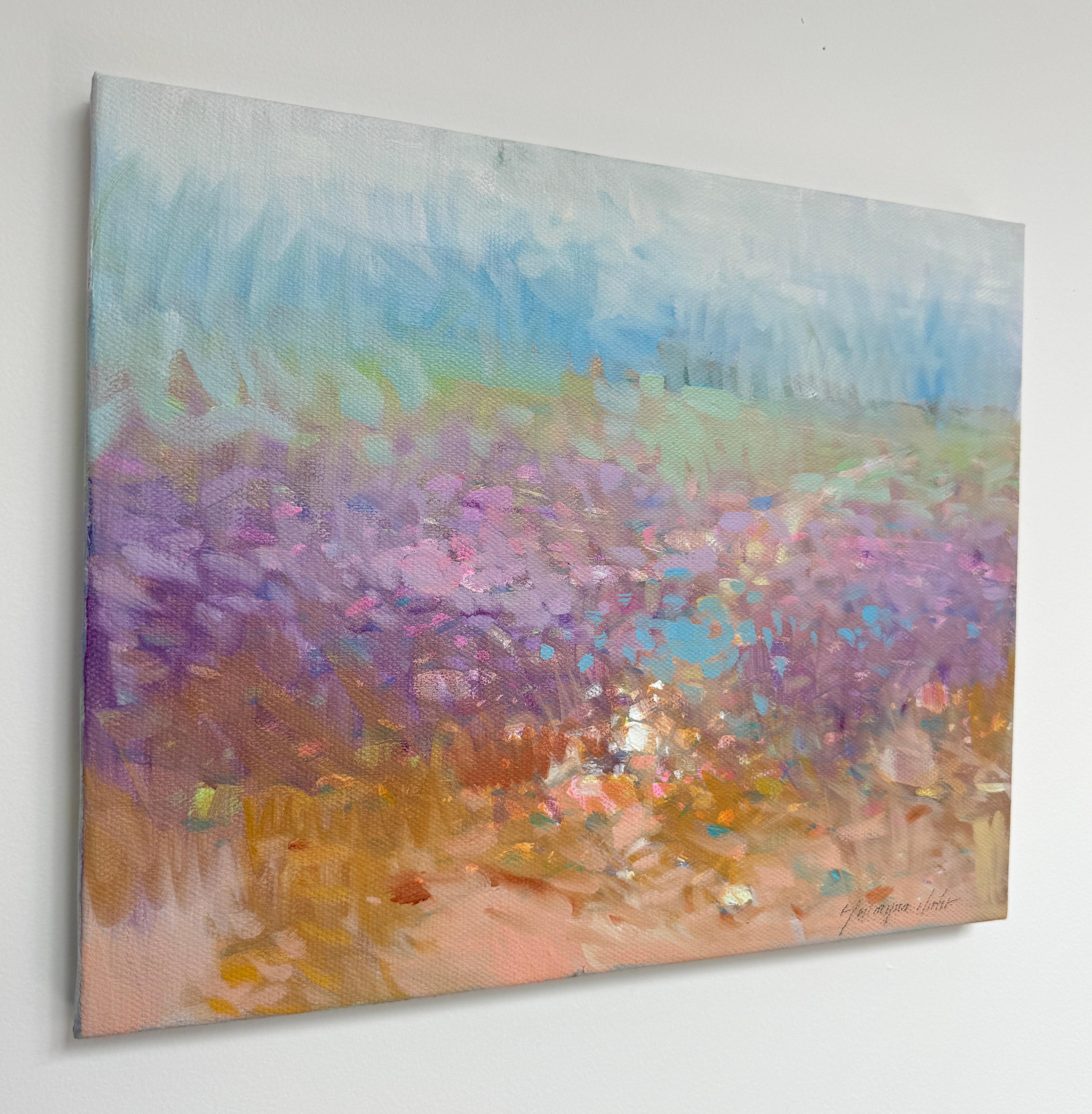 Flores Valle Paisaje Impresionismo Pintura al óleo original, Lista para colgar - Painting Impresionista de Vahe Yeremyan