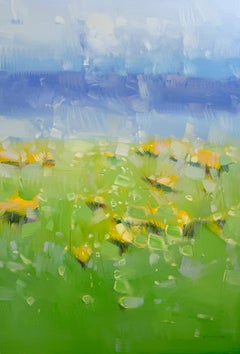 Flowers Valley, Landscape, Original oil Painting, Ready to Hang, Impressionism