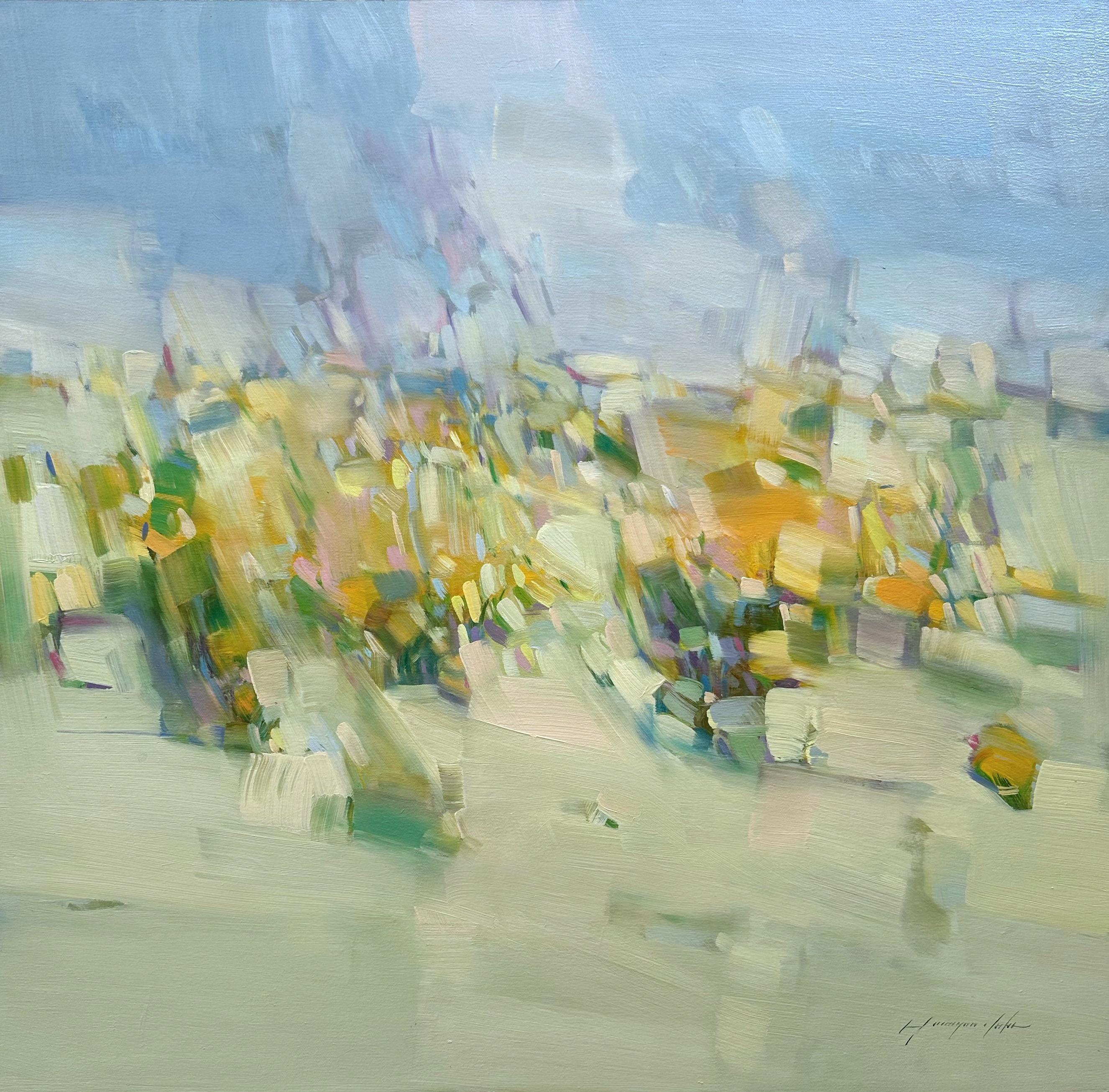 Abstract Painting di Vahe Yeremyan - Valle dei Fiori, Paesaggio Impressionista, Pittura ad olio originale, pronta da appendere