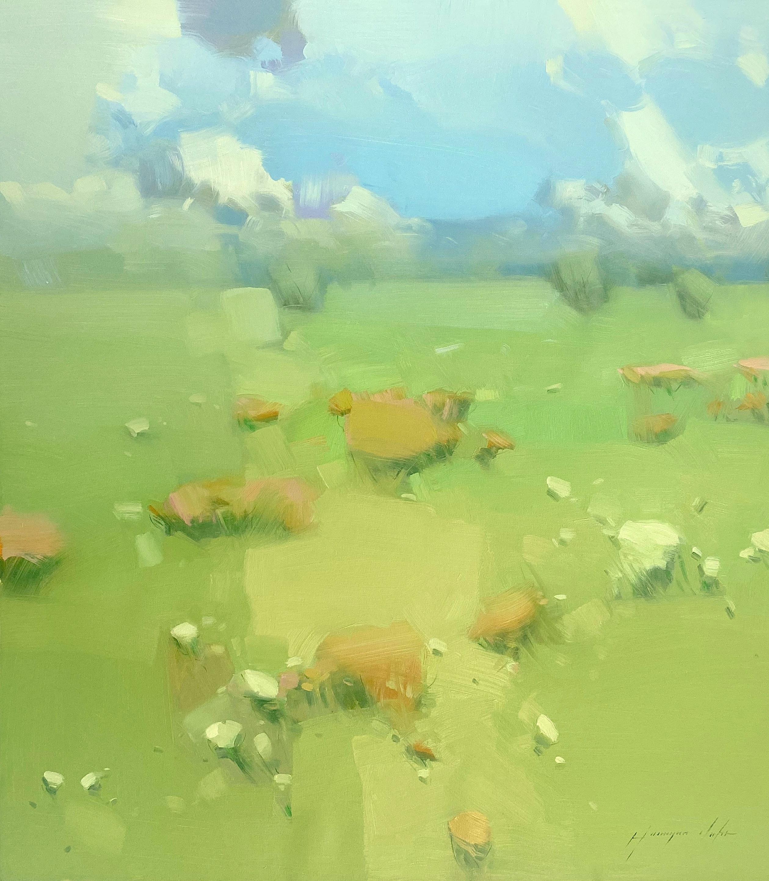 Landscape Painting di Vahe Yeremyan - Valle dei Fiori, Paesaggio Impressionismo Pittura ad olio originale, pronta da appendere