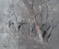 Géométrie de la forêt Impressionnisme Peinture à l
huile originale, prête à être accrochée