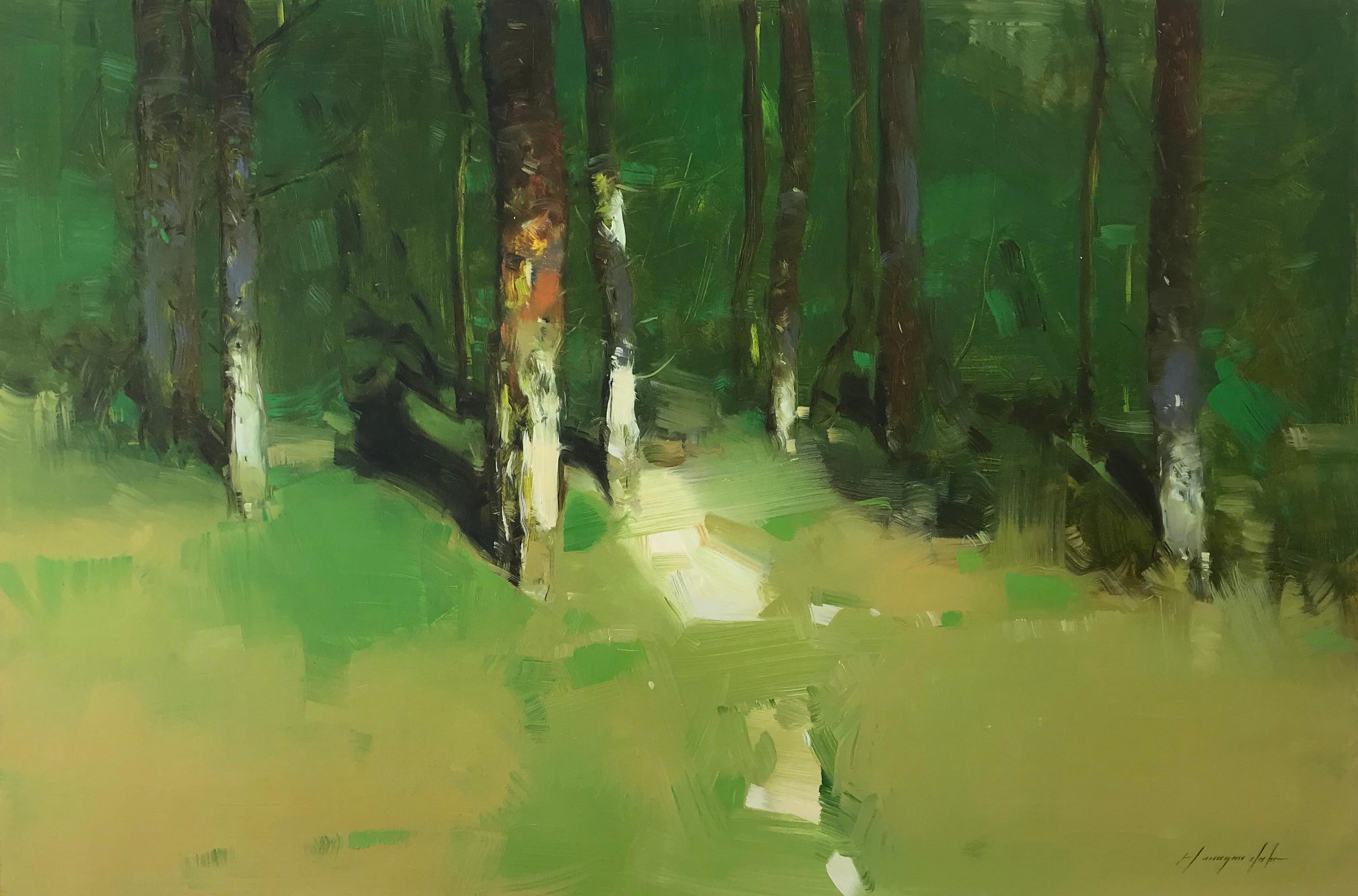 Vahe Yeremyan Landscape Painting - Forest Side, Landscape Original Oil Painting, Handmade Artwork