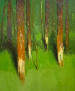 Forest Trees, Impressionism Original oil Painting, Ready to Hang