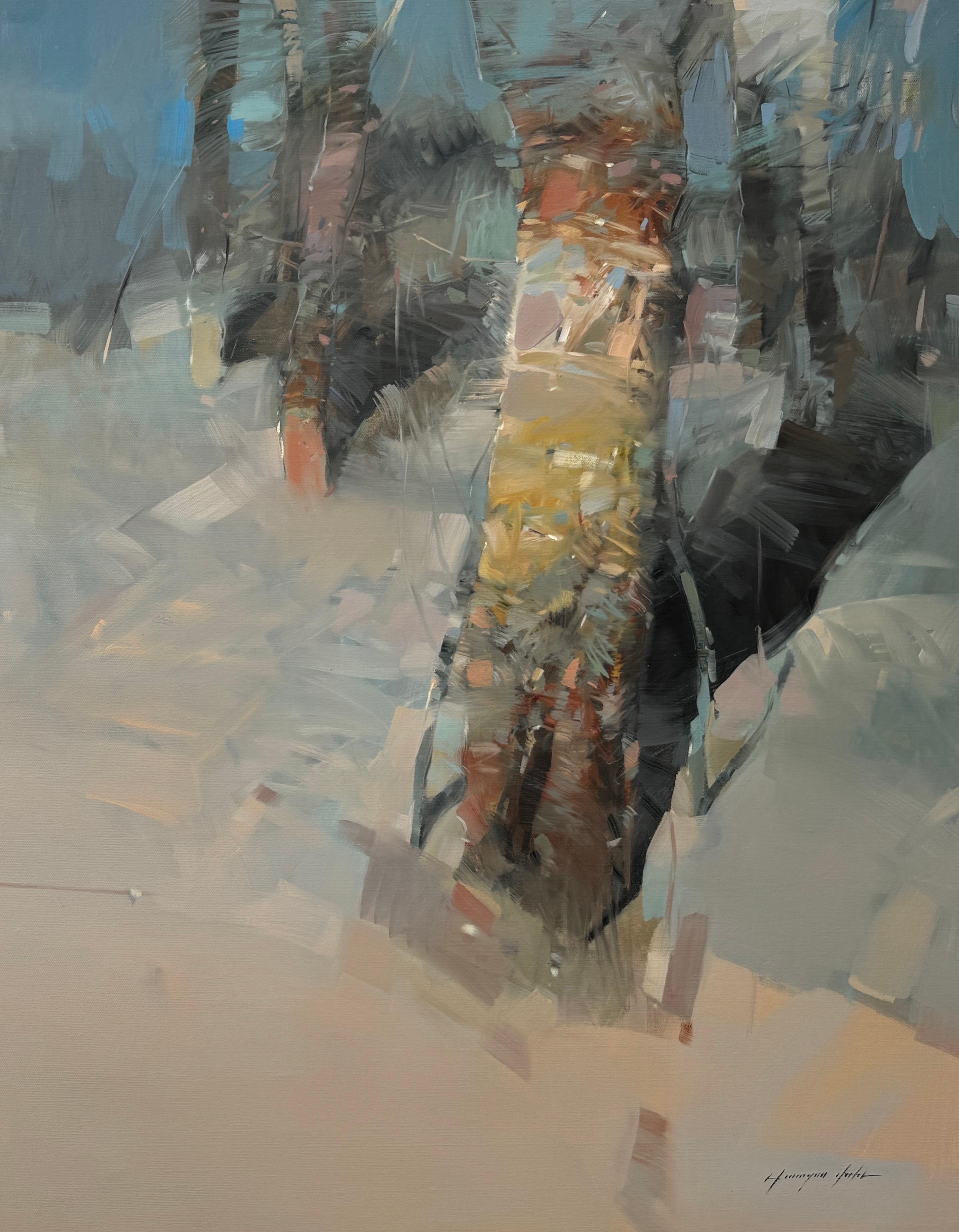 Alberi della foresta, Paesaggio, Pittura ad olio originale, pronta da appendere - Painting Impressionismo di Vahe Yeremyan