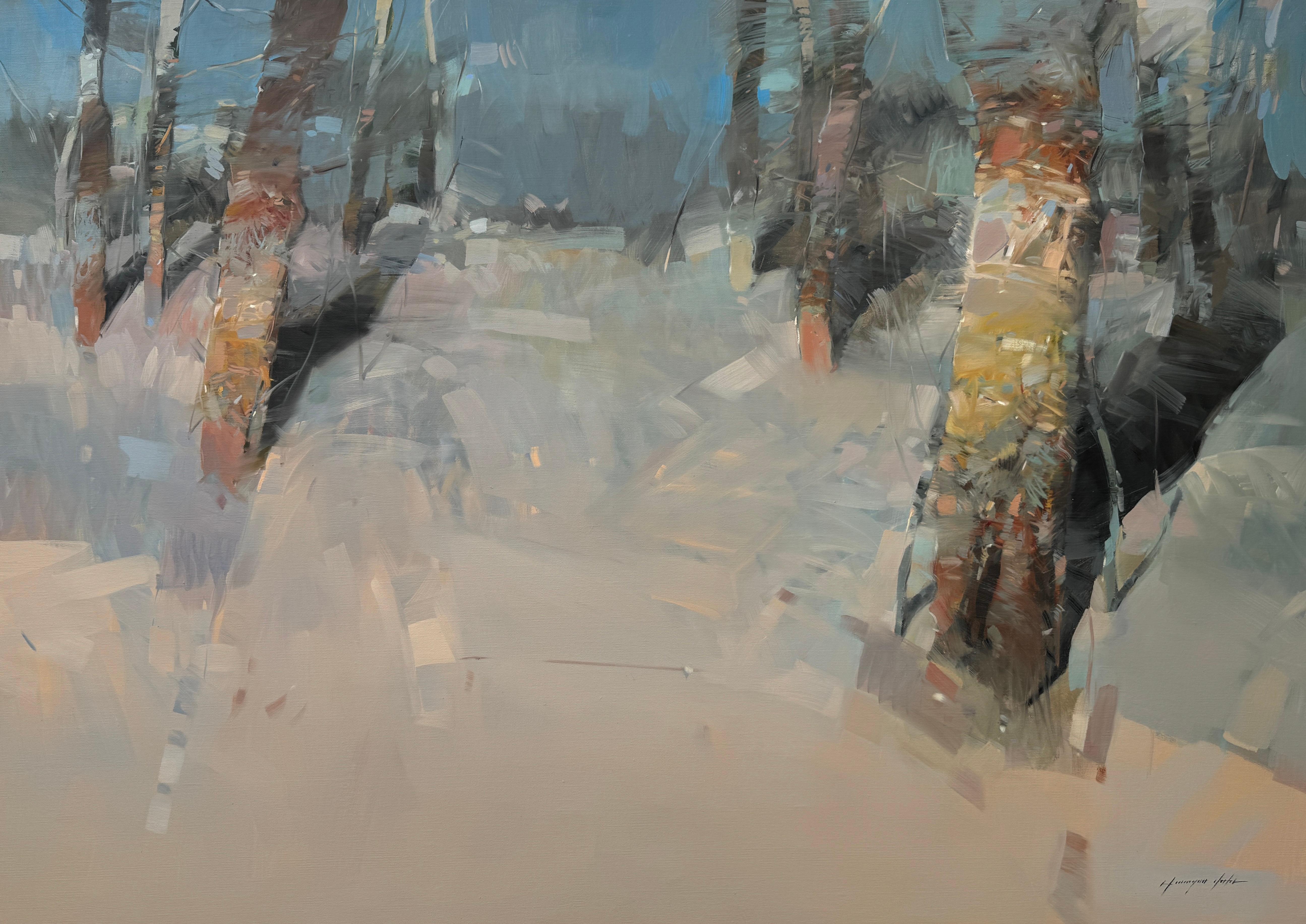 Landscape Painting di Vahe Yeremyan - Alberi della foresta, Paesaggio, Pittura ad olio originale, pronta da appendere