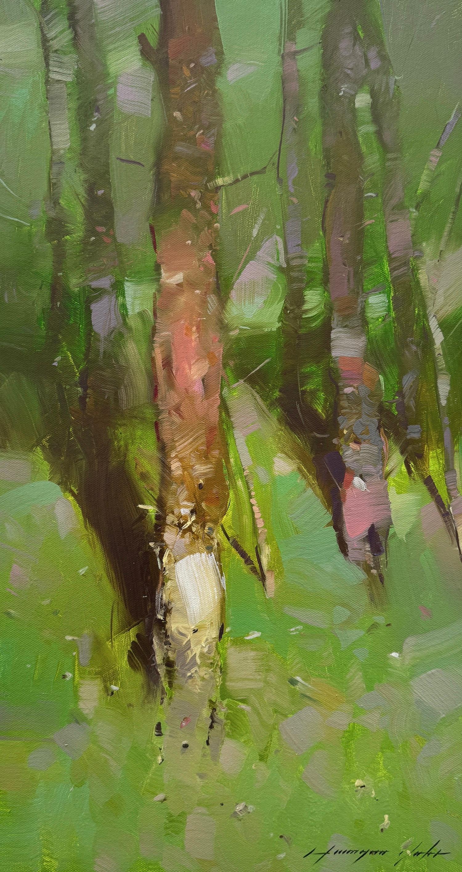 Forest Trees Landscape Original oil Painting, Ready to Hang