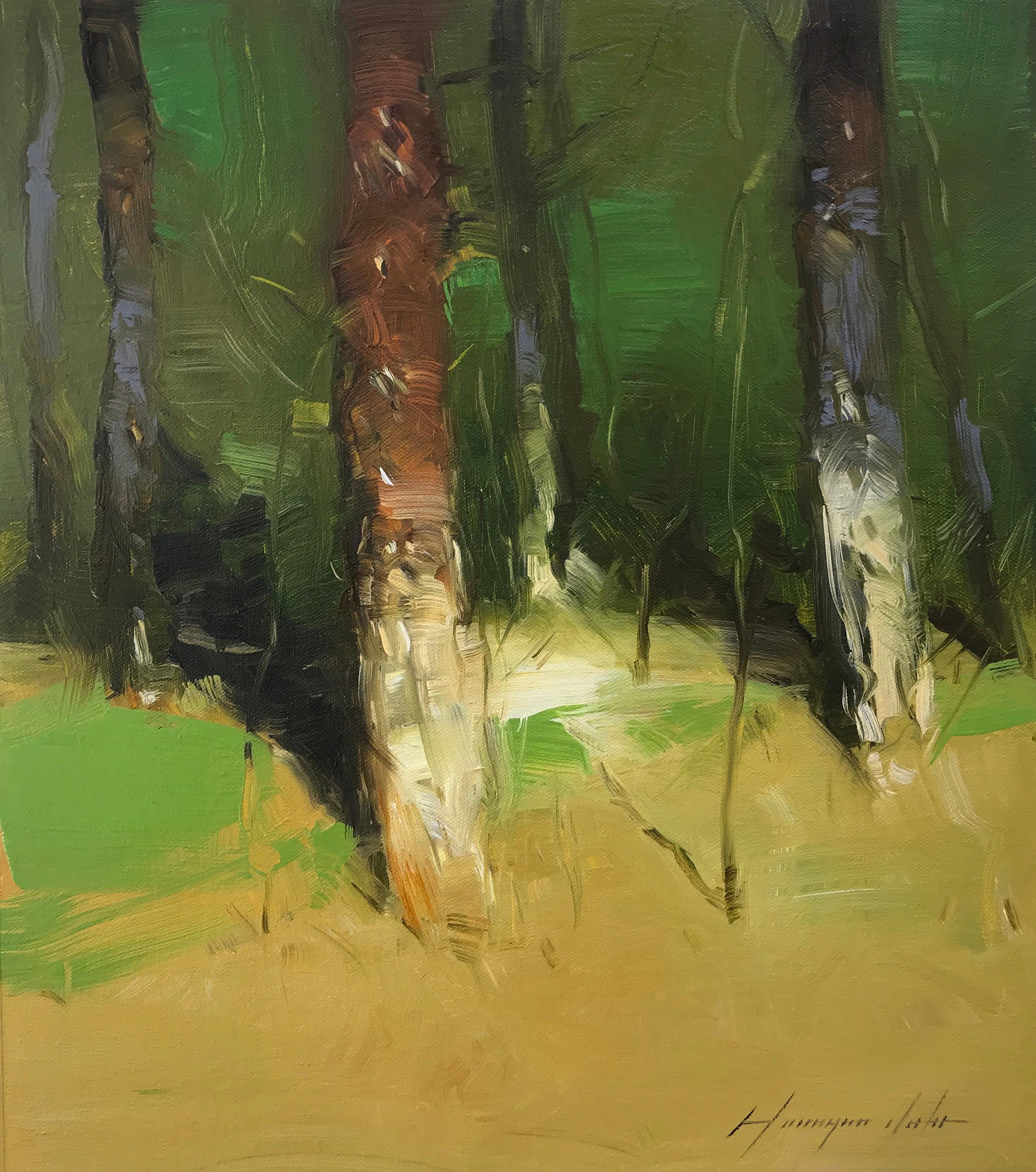 Vahe Yeremyan Landscape Painting - Forest Trees, Original Oil Painting, Handmade Artwork
