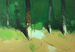 Forest Trees, Original Oil Painting, Handmade Artwork