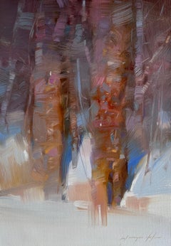 Forest Trees, Landscape Original oil Painting, Ready to Hang