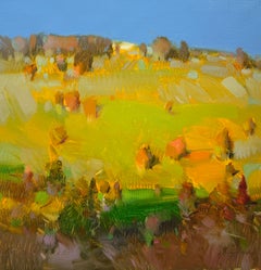 Golden Hour Paesaggio Impressionismo Pittura ad olio originale, pronta da appendere
