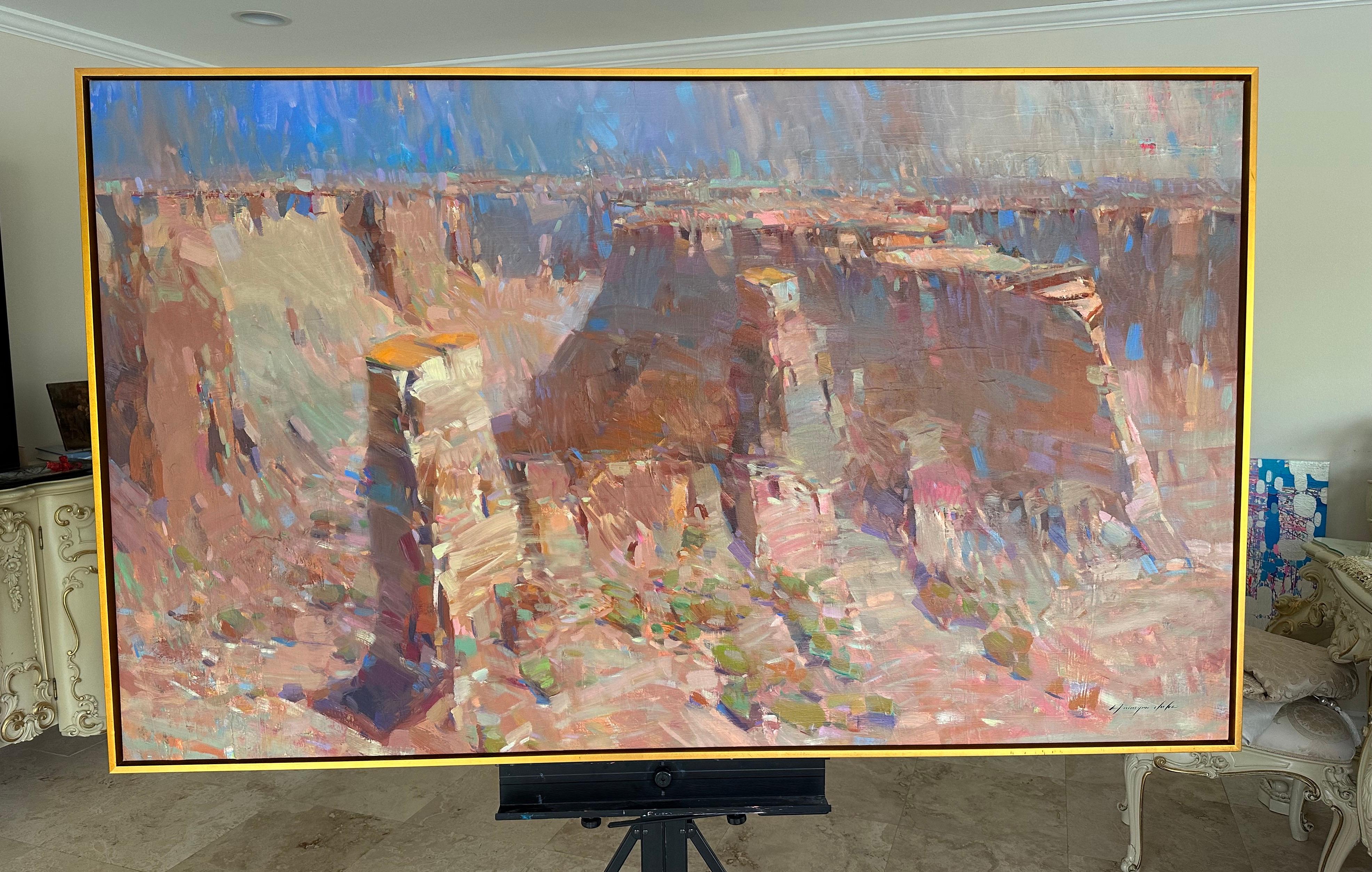 Grand Canyon, Landscape, Impressionism, Original oil Painting, Ready to Hang For Sale 4