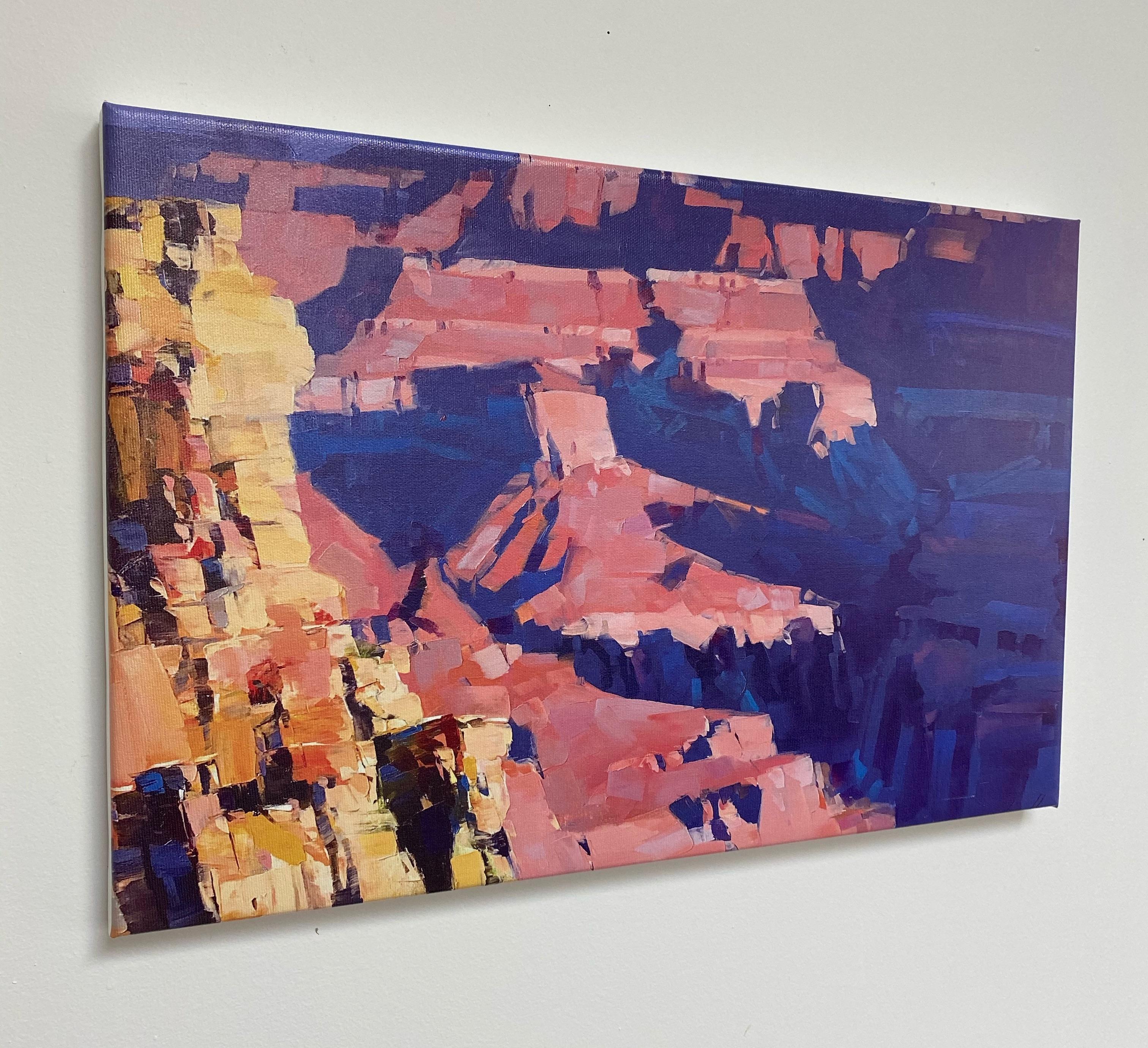 Grand Canyon, Print on Canvas - Purple Landscape Painting by Vahe Yeremyan