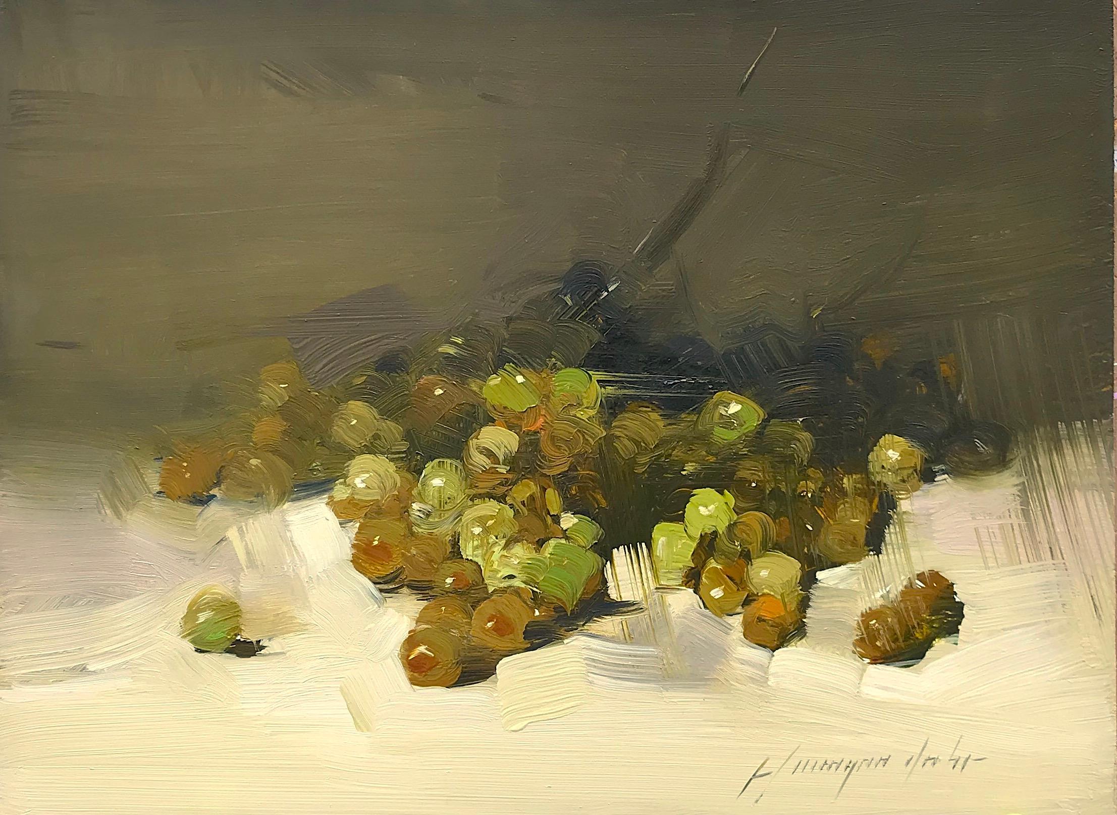 Vahe Yeremyan Still-Life Painting - Grapes, Still Life Original Oil Painting, Handmade Artwork