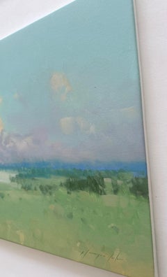 Green Valley Landscape Original oil Painting, Ready to Hang