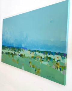 Green Valley Landscape Original oil Painting, Ready to Hang