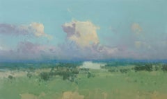 Green Valley Landscape Original oil Painting, Ready to Hang