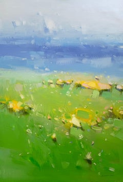 Green Valley, Landscape, Original oil Painting, Ready to Hang, Impressionism